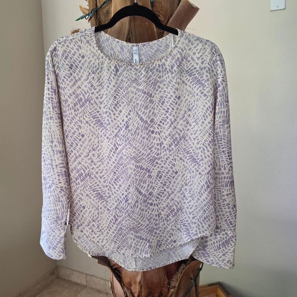 Mango Purple and Cream Animal Print Blouse